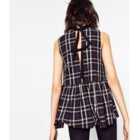 Zara Trafaluc Collection Plaid Tie Back Tank Top (XS) - Picture 5 of 10